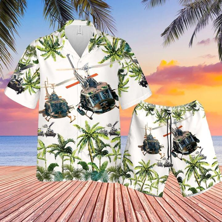 United States Army Huey Helicopter Hawaiian Shirt Set