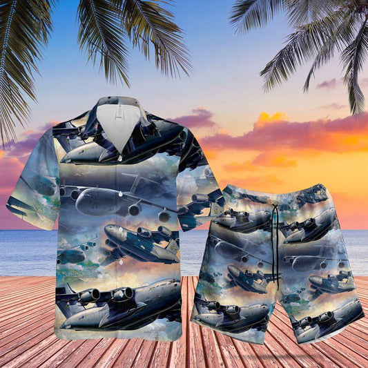 Us Air Force Boeing C-17 Globemaster Iii Hawaiian Shirt Set