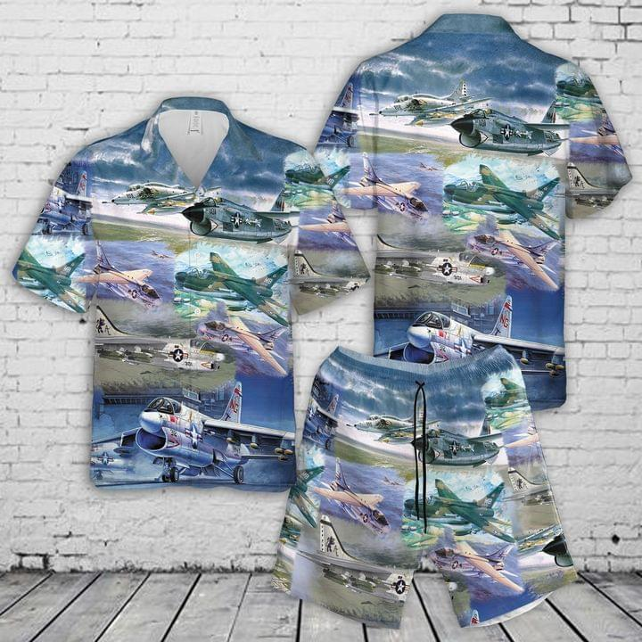 Us Air Force Ltv A-7 Corsair Ii Hawaiian Shirt Set