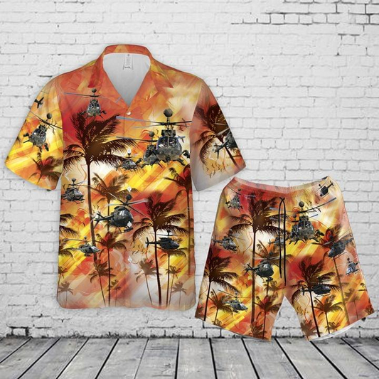 Us Army Bell Oh-58 Kiowa Hawaiian Shirt Set