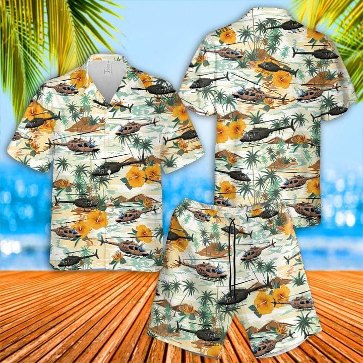 Us Army Bell Oh-58a Kiowa Hawaiian Shirt Set