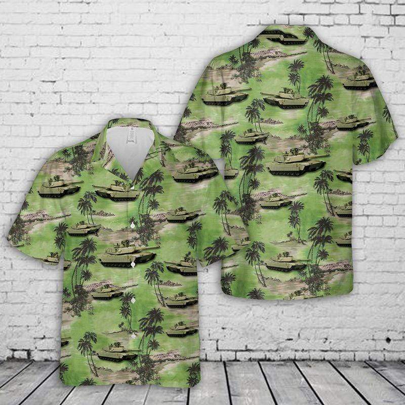 Us Army M1 Abrams Tanks Green Hawaiian Shirt