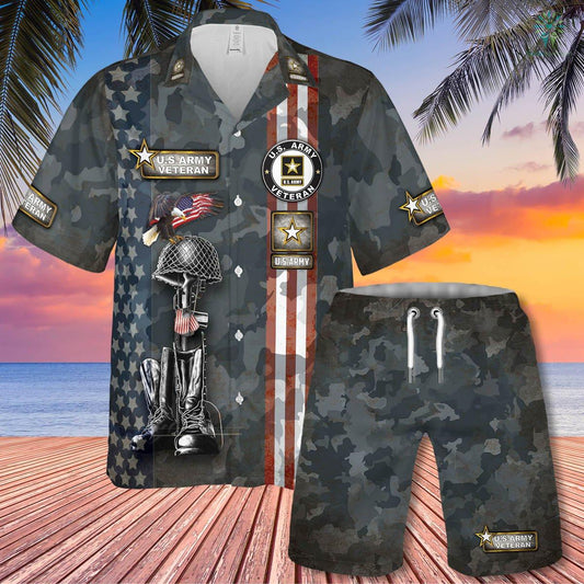 Us Army Veteran Eagle Hawaiian Shirt Set