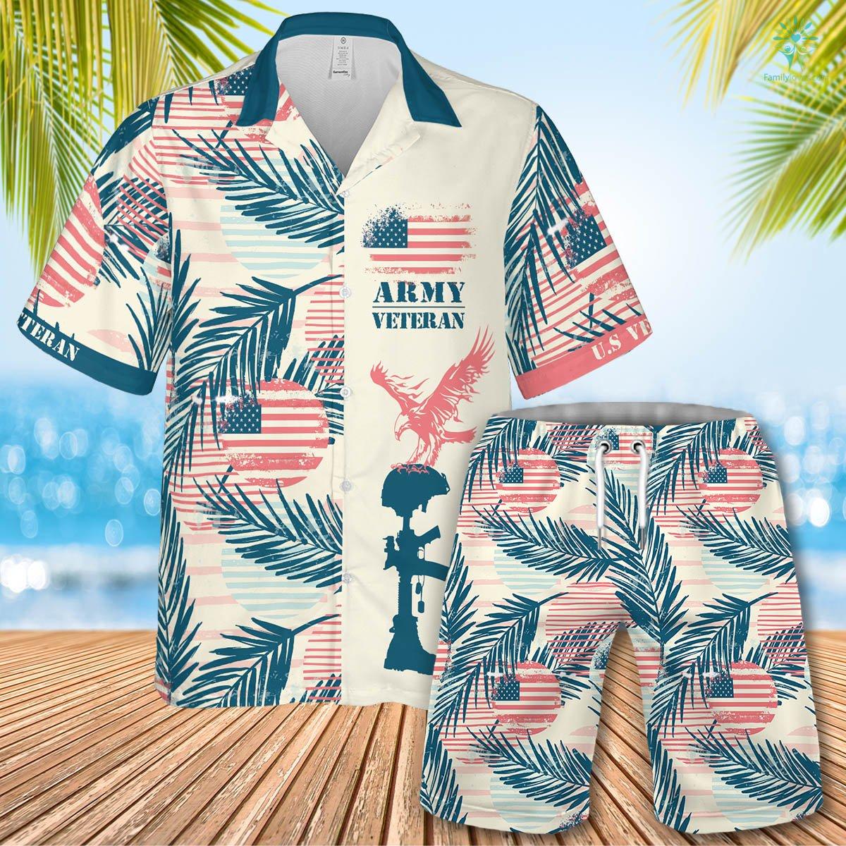 Us Army Veteran Hawaiian Shirt Set