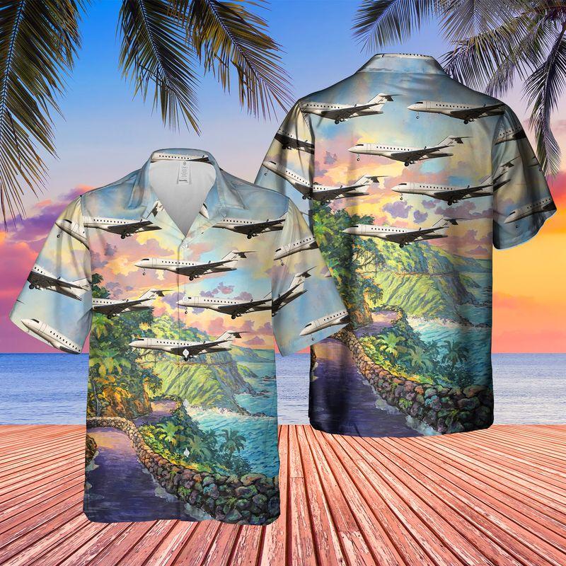 Us Bombardier Global 5000 Hawaiian Shirt