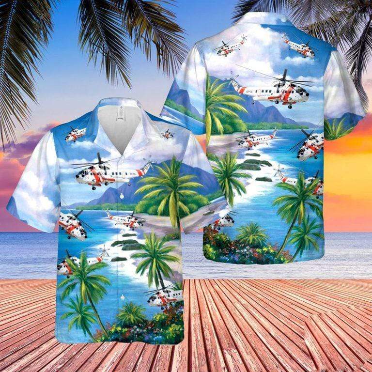 Us Coast Guard Sikorsky S-61r Helicopter Hawaiian Shirt