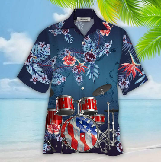 Us Drum Blue Tropical Hawaiian Shirt