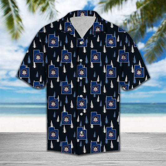 Utah Blue Spruce Black Blue Awesome Design Hawaiian Shirt