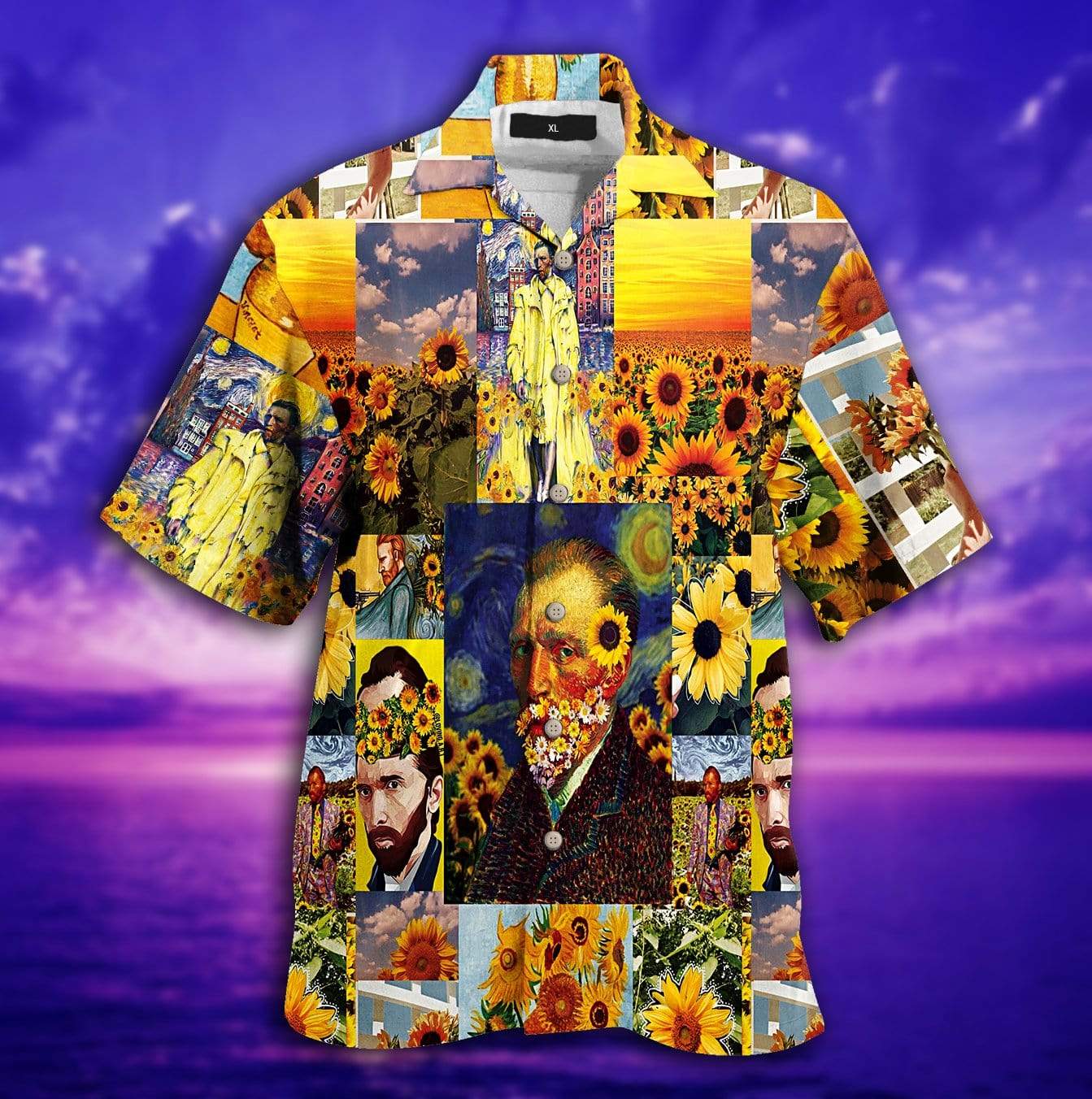 Van Gogh Inspired Art Sunflower Hawaiian Aloha Shirt