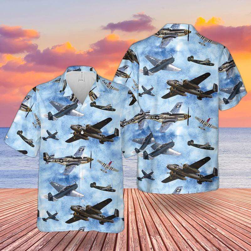 Veteran Day Us Airforce Airplanes Hawaiian Aloha Shirt