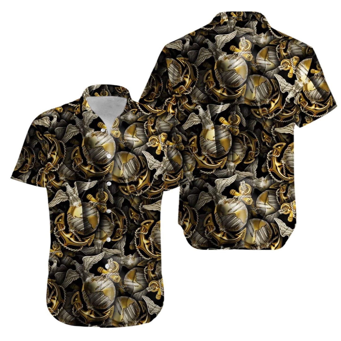 Veteran Marine Corps Anchor Globe Logo Hawaiian Shirt