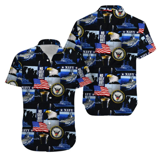 Veteran Soldier No Self But Country Us Navy Hawaiian Shirt