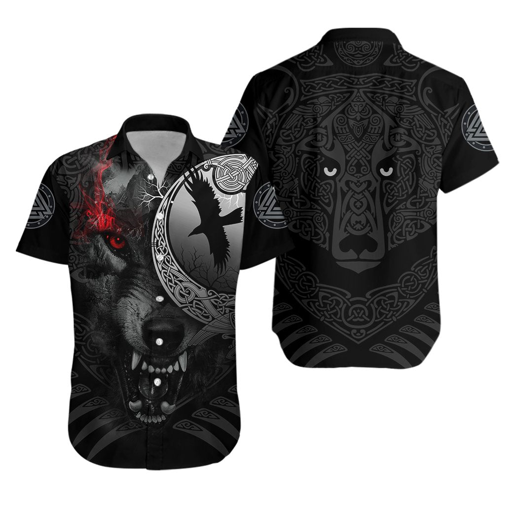 Viking Angry Moon Wolf Hawaiian Shirt