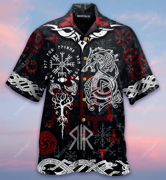 Viking Blood Run Through My Veins Black Best Design Hawaiian Shirt