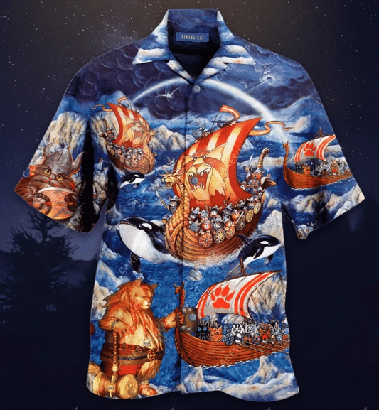 Viking Cats Fa-la-la Valhalla La Hawaiian Shirt