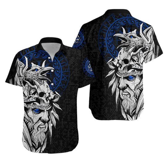 Viking Odin Raven Blue Hawaiian Shirt