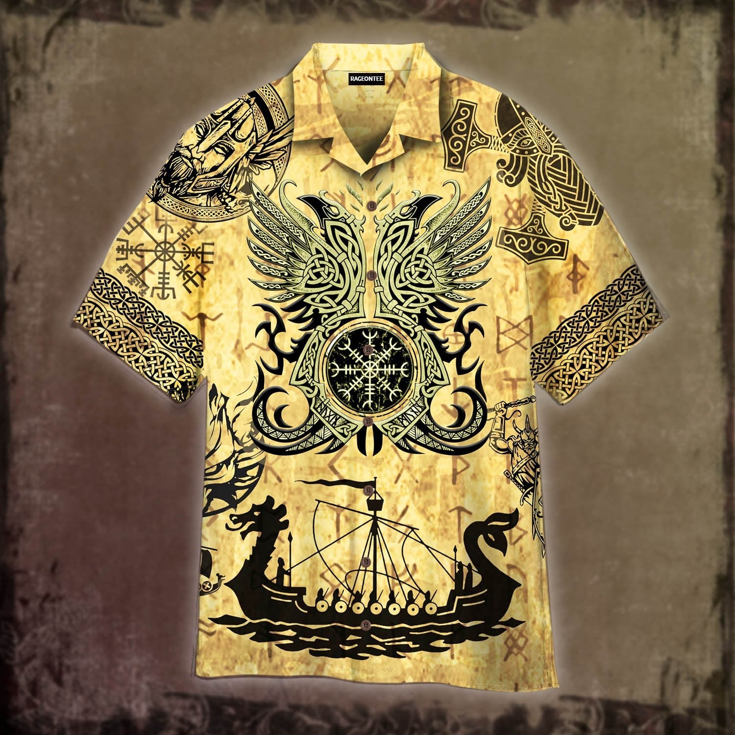 Viking Tatoo Crow Raven Of Odin Hawaiian Shirt