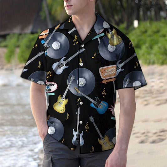 Vinyl Rock Roll Black Unique Design Hawaiian Shirt