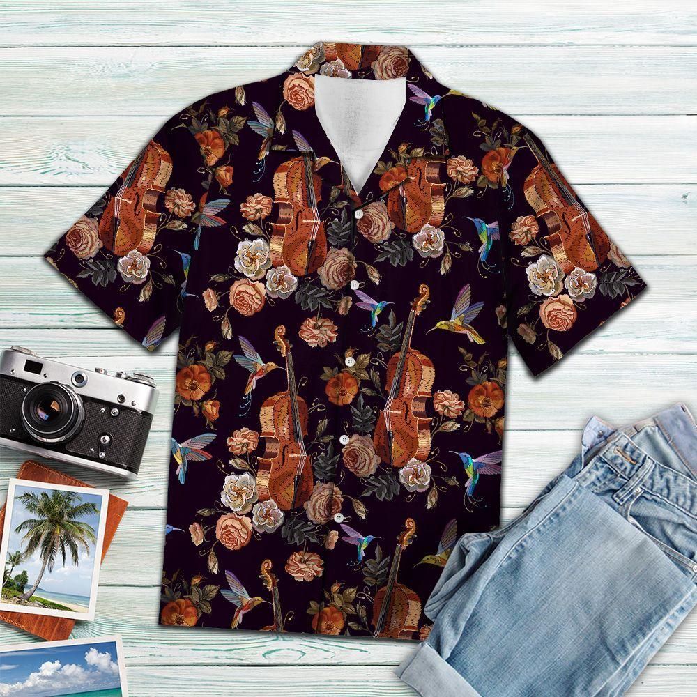 Violin Hummingbird Brown Unique Design Hawaiian Shirt