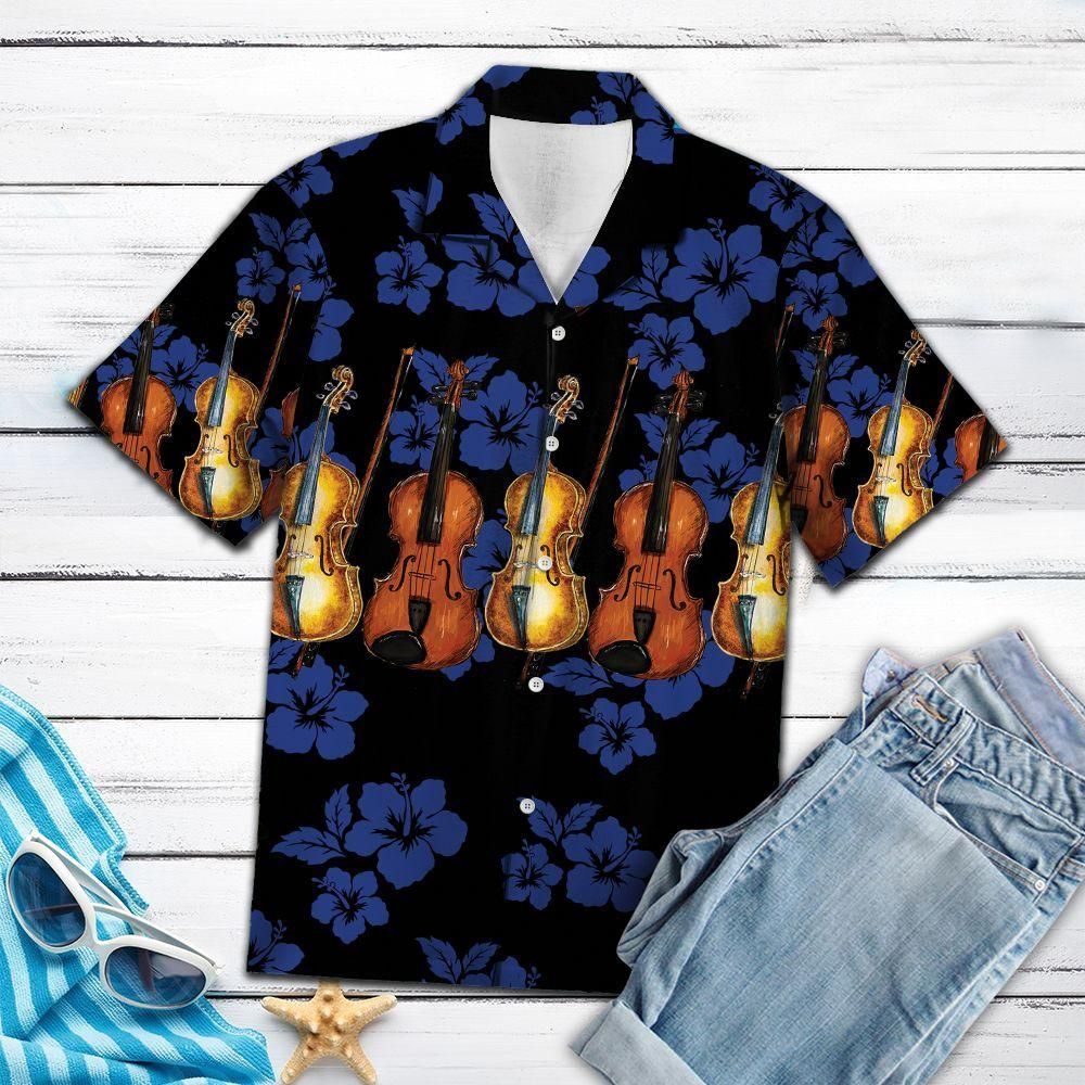 Violin For Vacation Blue Nice Design Hawaiian Shirt