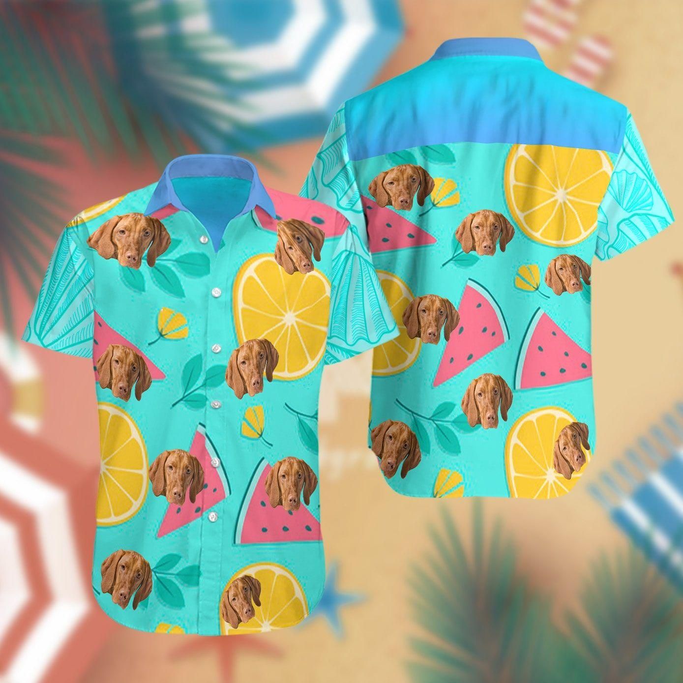 Vizslas Turquoise Fashion Design Hawaiian Shirt