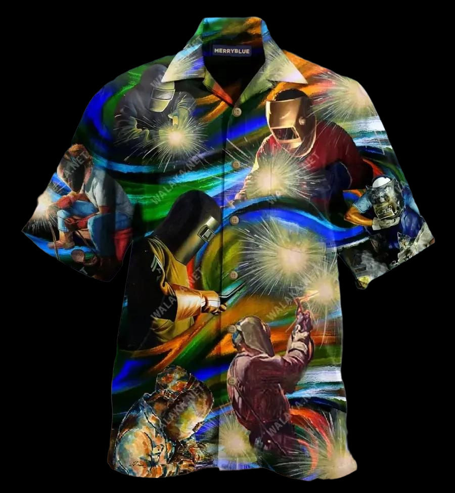 Welder Colorful Unique Design Hawaiian Shirt