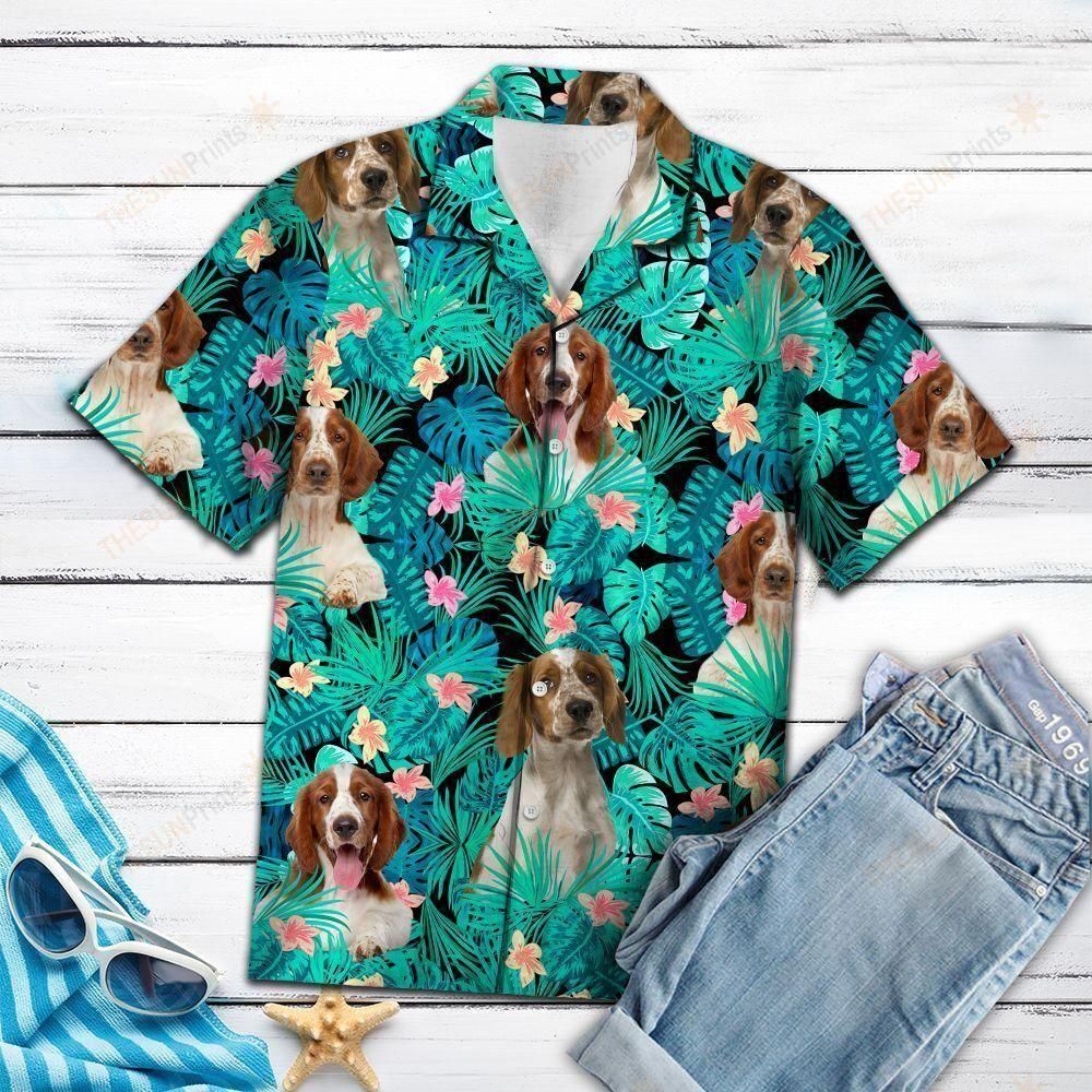 Welsh Springer Spaniel Tropical Green Nice Design Hawaiian Shirt