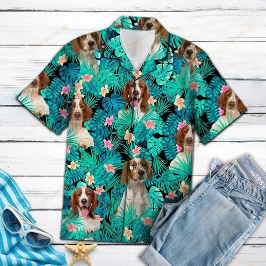 Welsh Springer Spaniel Tropical Green Nice Design Hawaiian Shirt