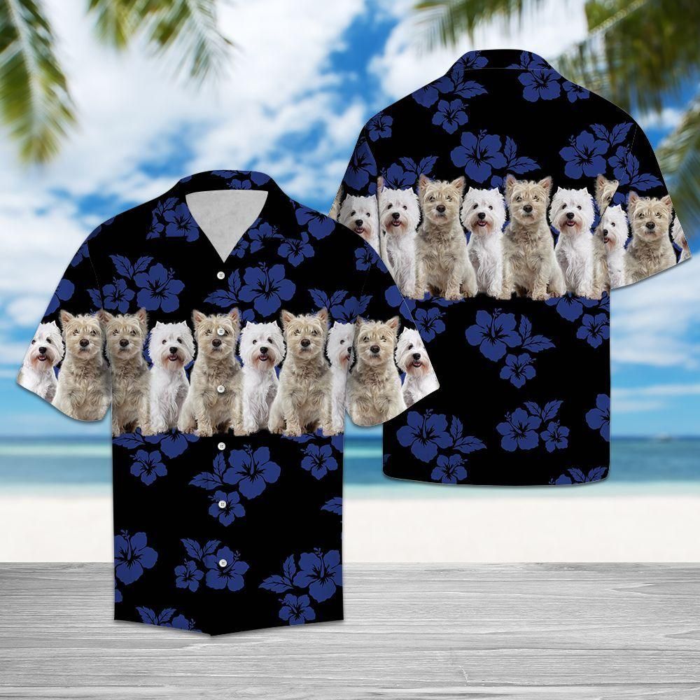 West Highlwhite Terrier Blue Unique Design Hawaiian Shirt