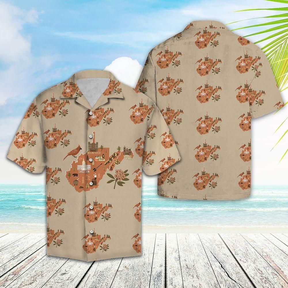 West Virginia Khaki Awesome Design Hawaiian Shirt