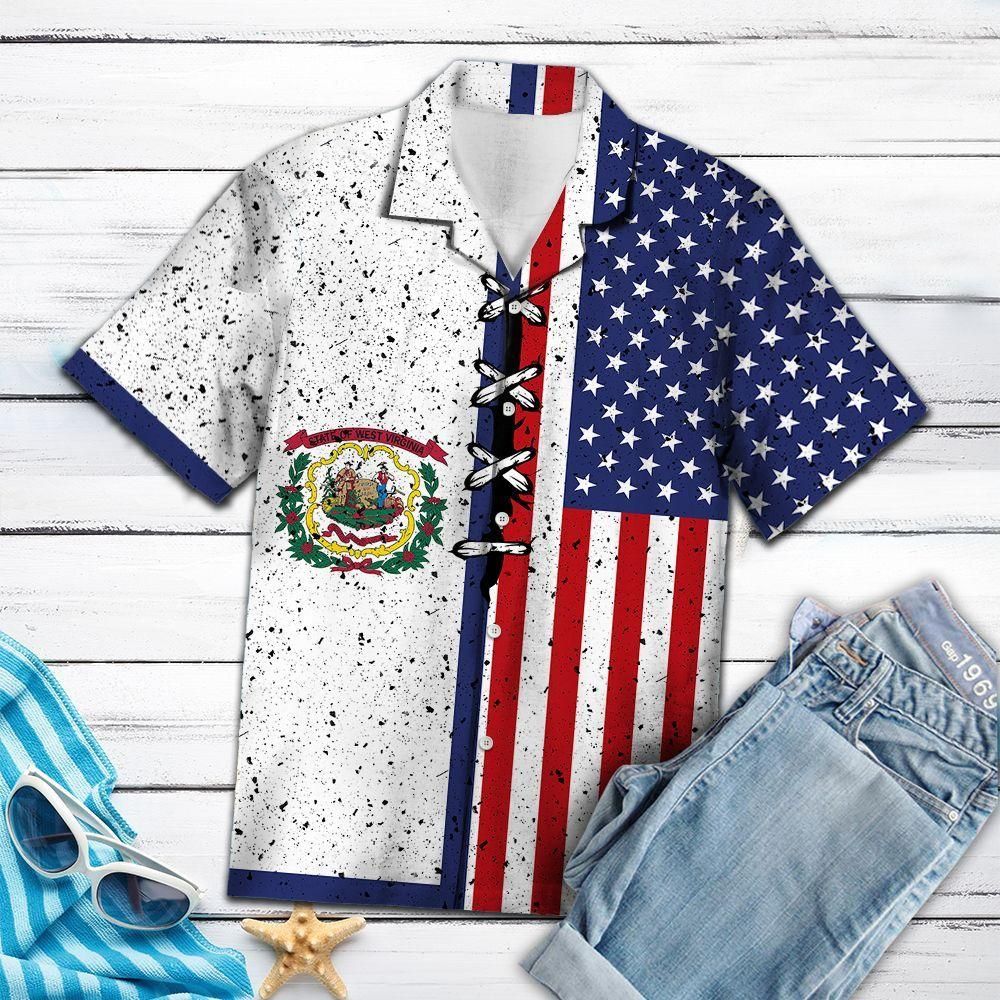 West Virginia Usa Flag Blue Red Nice Design Hawaiian Shirt