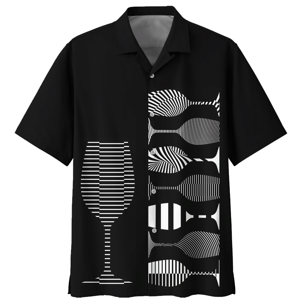 Wineglass Stripes Wine Hawaiian Shirt