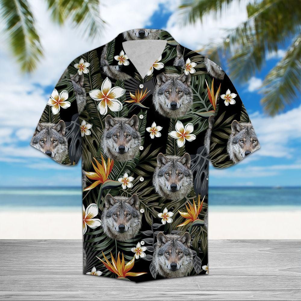 Wolf Tropical Black Awesome Design Hawaiian Shirt