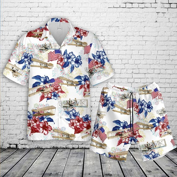 Wright Flyer 4th Of July Hawaiian Shirt Set