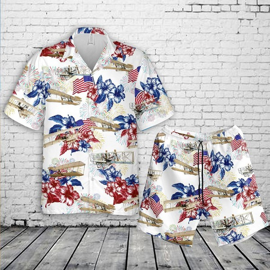 Wright Flyer 4th Of July Hawaiian Shirt Set