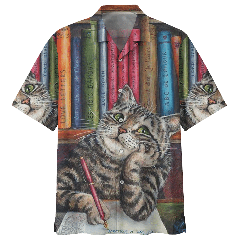 Writing Cat Hawaiian Shirt