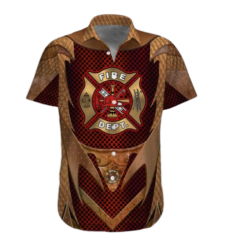 Yellow Copper Armor Firefighter Hawaiian Shirt