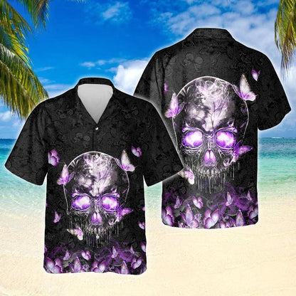 Butterfly Skull Shirt Qnn11Hw Hawaiian