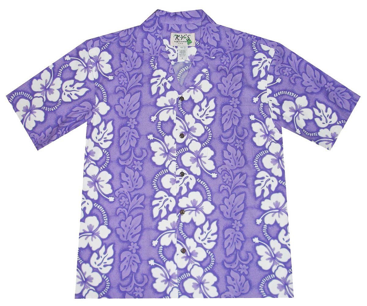 White Hibiscus Panel PurpleHawaiian Shirt Made In Hawaii, Summer Shirt, Beach Shirts