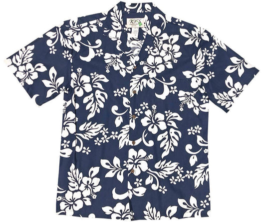 White Hibiscus NavyHawaiian Shirt Made In Hawaii, Summer Shirt, Beach Shirts