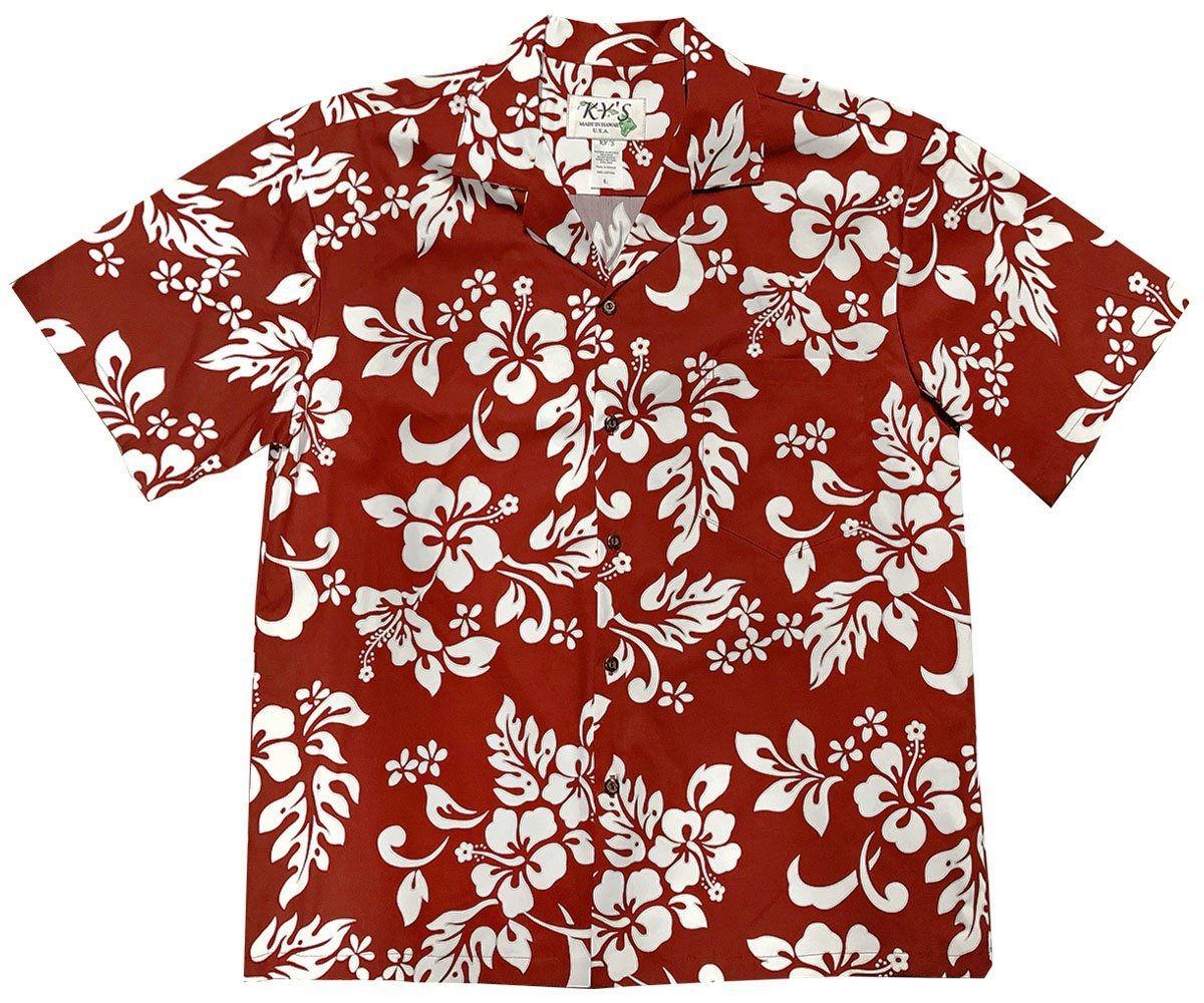 White Hibiscus RedHawaiian Shirt Made In Hawaii, Summer Shirt, Beach Shirts