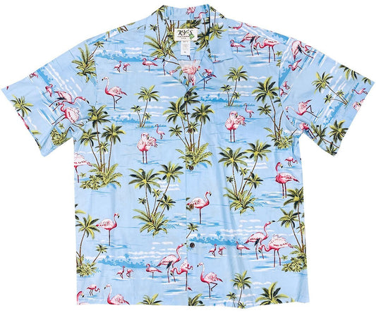 Flamingo Island BlueHawaiian Shirt Made In Hawaii, Summer Shirt, Beach Shirts