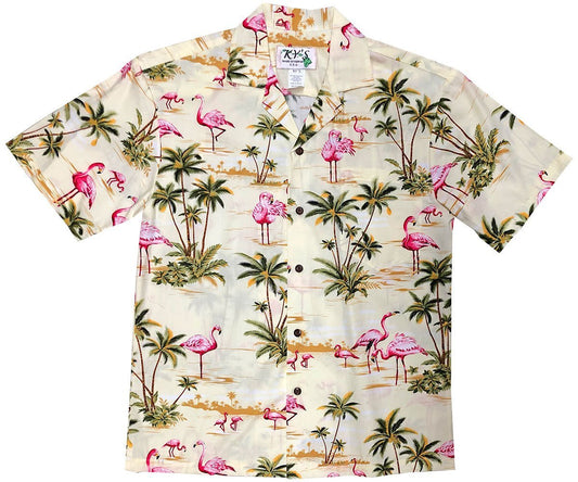 Flamingo Island YellowHawaiian Shirt Made In Hawaii, Summer Shirt, Beach Shirts