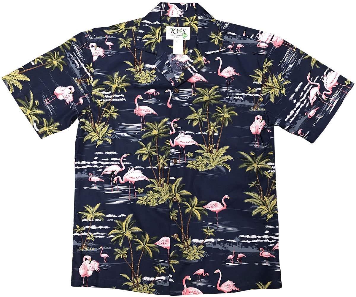 Flamingo Island NavyHawaiian Shirt Made In Hawaii, Summer Shirt, Beach Shirts