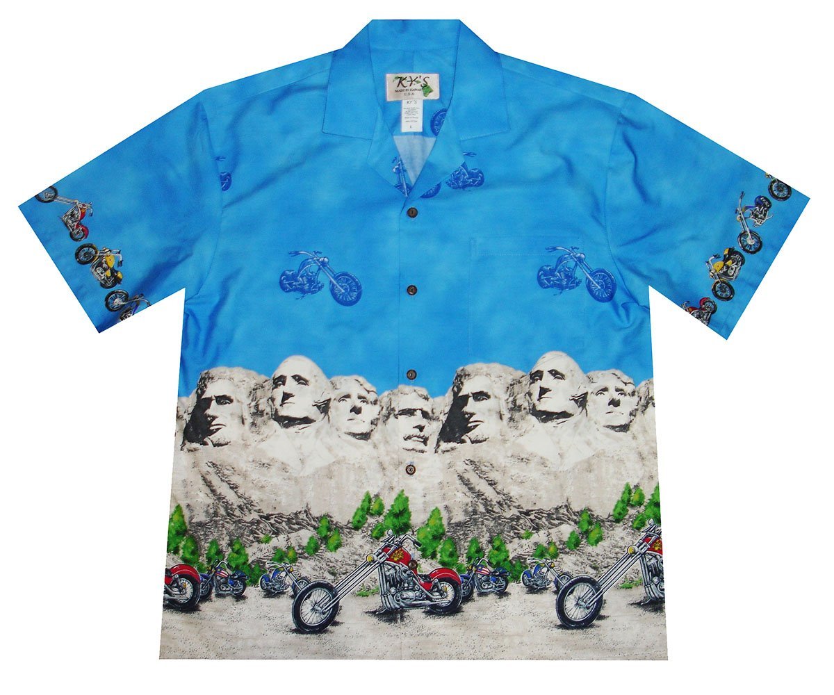 Presidents and Motorcycles BlueHawaiian Shirt Made In Hawaii, Summer Shirt, Beach Shirts