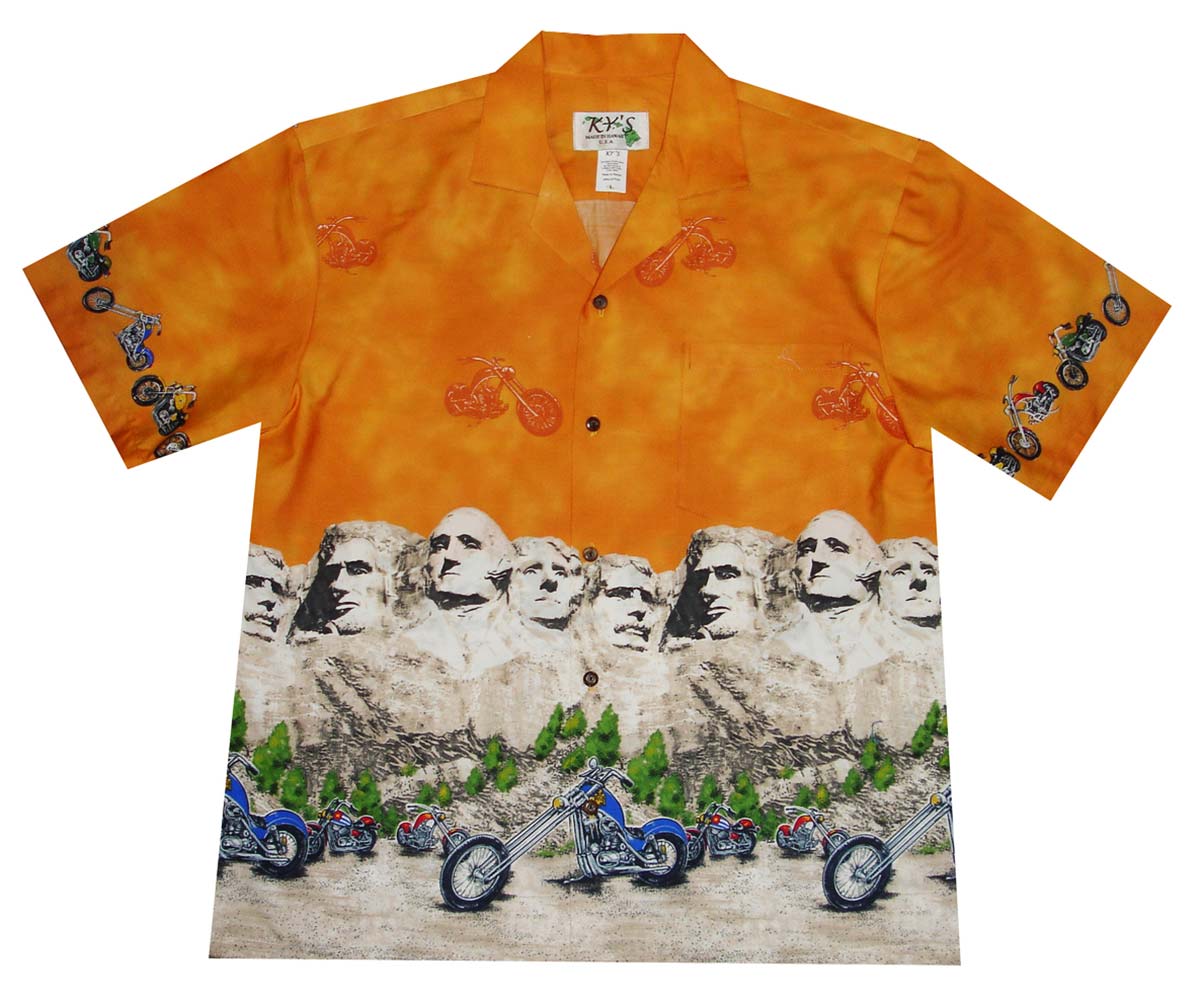 Presidents and Motorcycles OrangeHawaiian Shirt Made In Hawaii, Summer Shirt, Beach Shirts