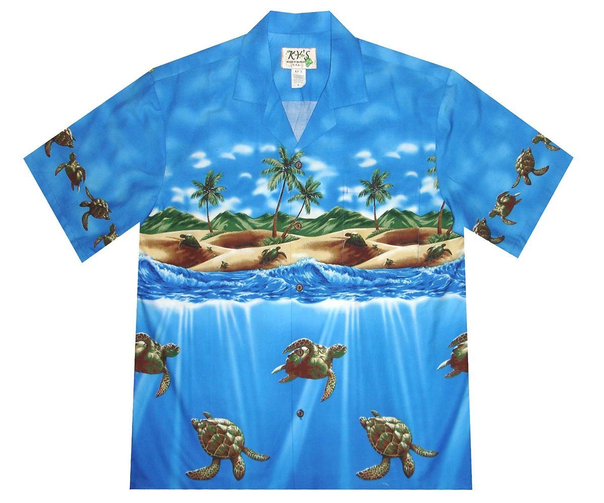 Totally Turtle BlueHawaiian Shirt Made In Hawaii, Summer Shirt, Beach Shirts