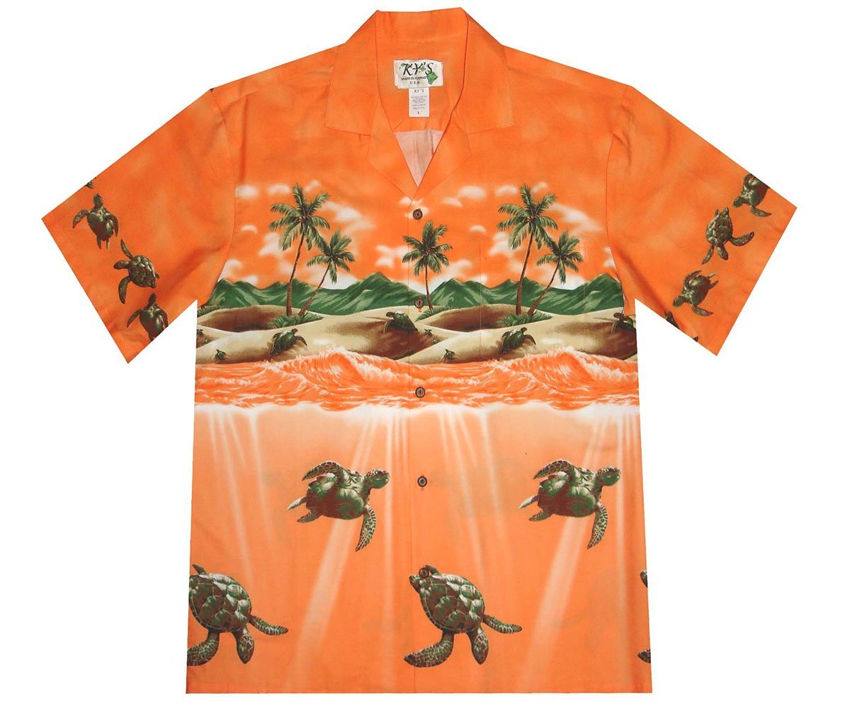 Totally Turtle OrangeHawaiian Shirt Made In Hawaii, Summer Shirt, Beach Shirts