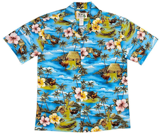 Chicken Village BlueHawaiian Shirt Made In Hawaii, Summer Shirt, Beach Shirts