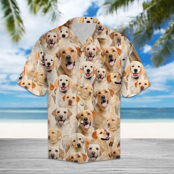 Labrador Dogs Hawaiian Graphic Print Short Sleeve 